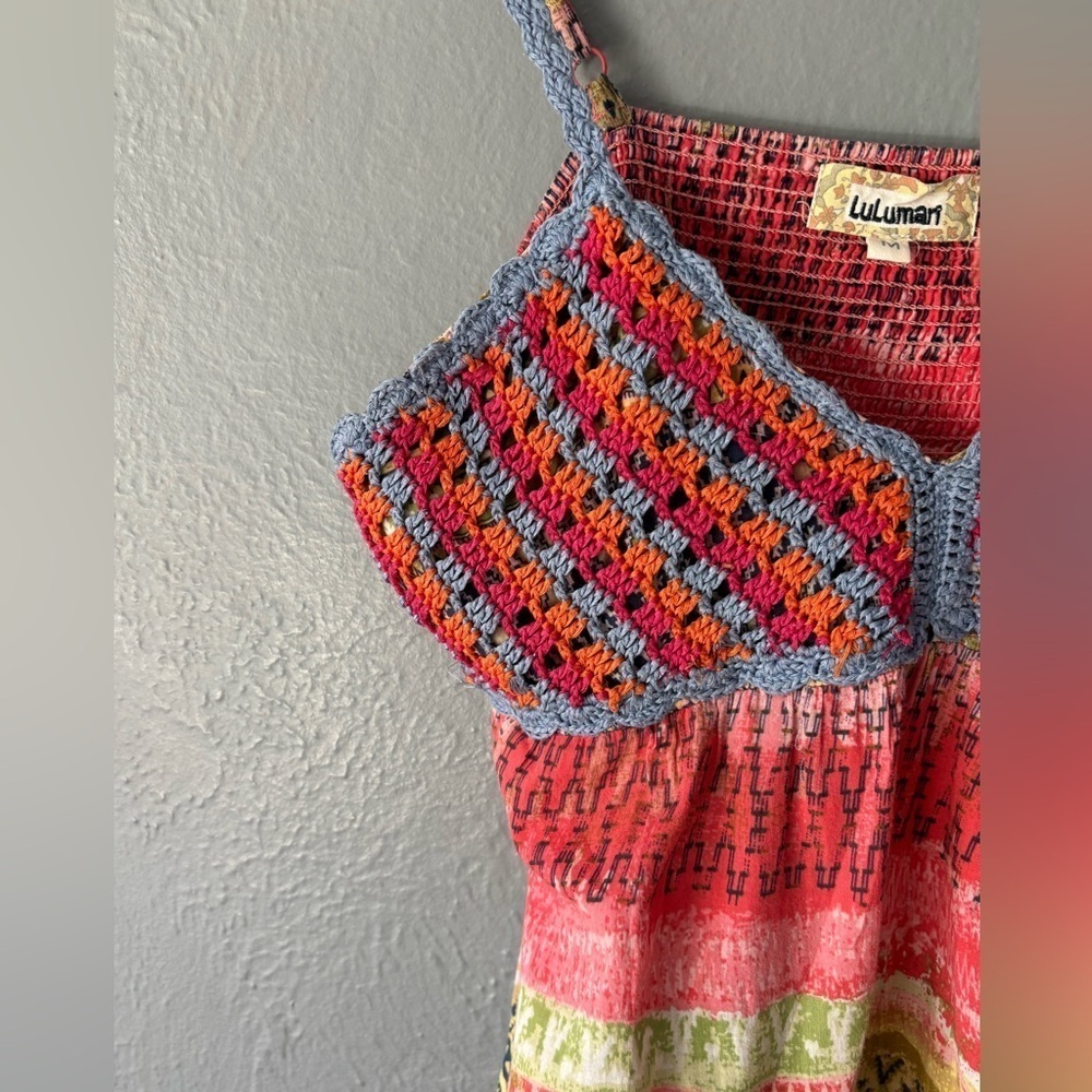 Lulumari Crochet Tank Top Cotton Adjustable Strap Vintage Inspired Size M - Picture 13 of 13